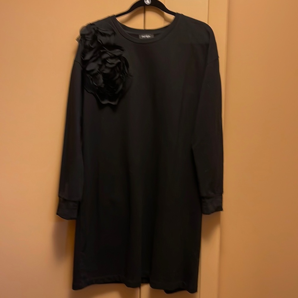 Lord & Taylor, large sweatshirt, dress with flower embellishment